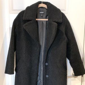 Black Faux Sherpa Express Teddy Coat